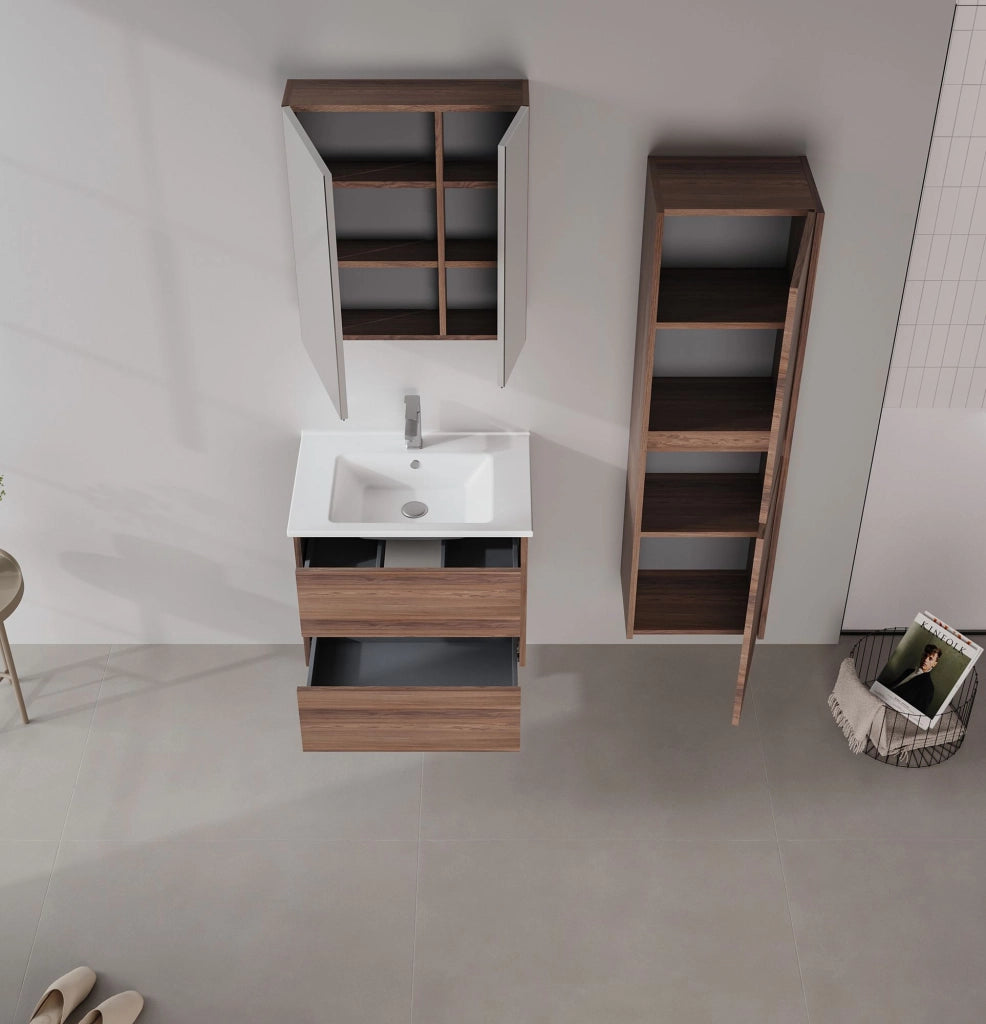 Mobile da bagno "Side 40" - 40 x 27 x 138 cm - Noce scuro