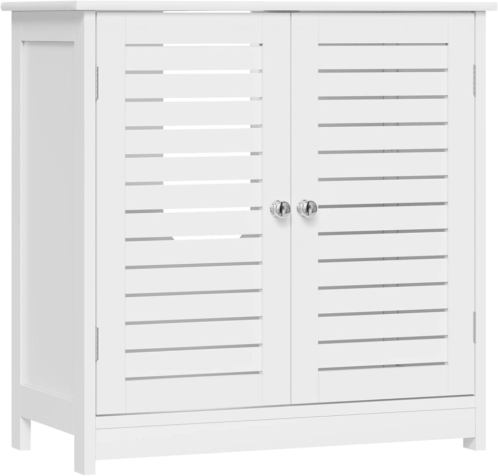 Mobiletto Sottolavabo Sottolavello Bianco Armadietto sotto Lavandino per Bagno con Due Ante in Legno