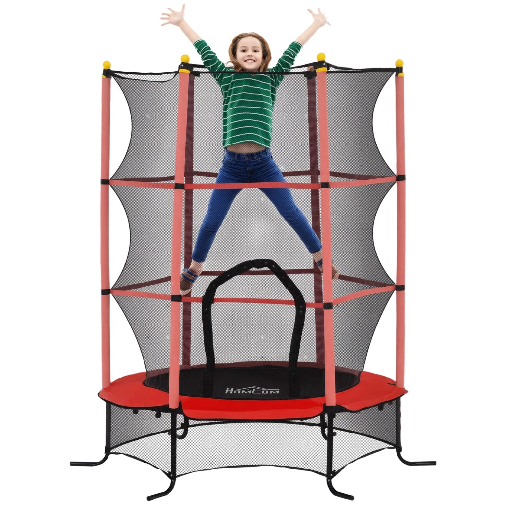 Trampolino per Bambini con Rete di Sicurezza ¨C Zephmum ¨C Rosso ?1.6x1.9 m