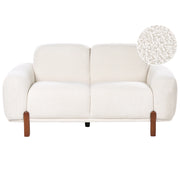 Divano a 2 posti imbottitura bouclé bianco morbido moderno organico basso curvilineo