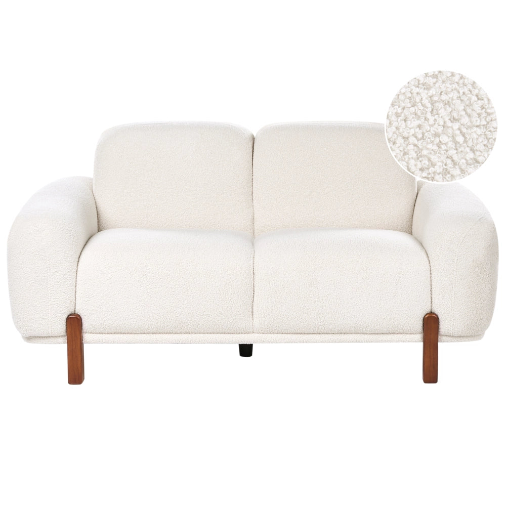 Divano a 2 posti imbottitura bouclé bianco morbido moderno organico basso curvilineo