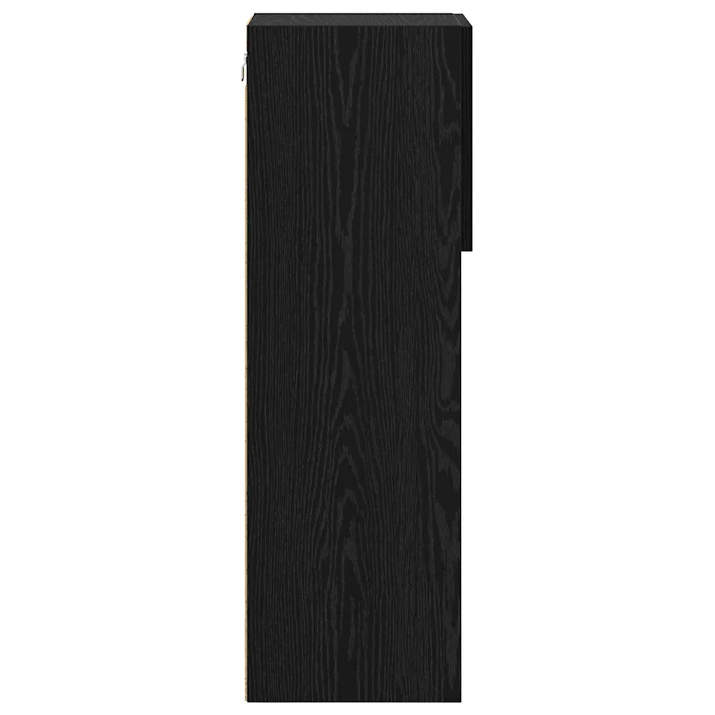 Mobile TV da Parete con LED Rovere Nero 30,5 x 30 x 90 cm