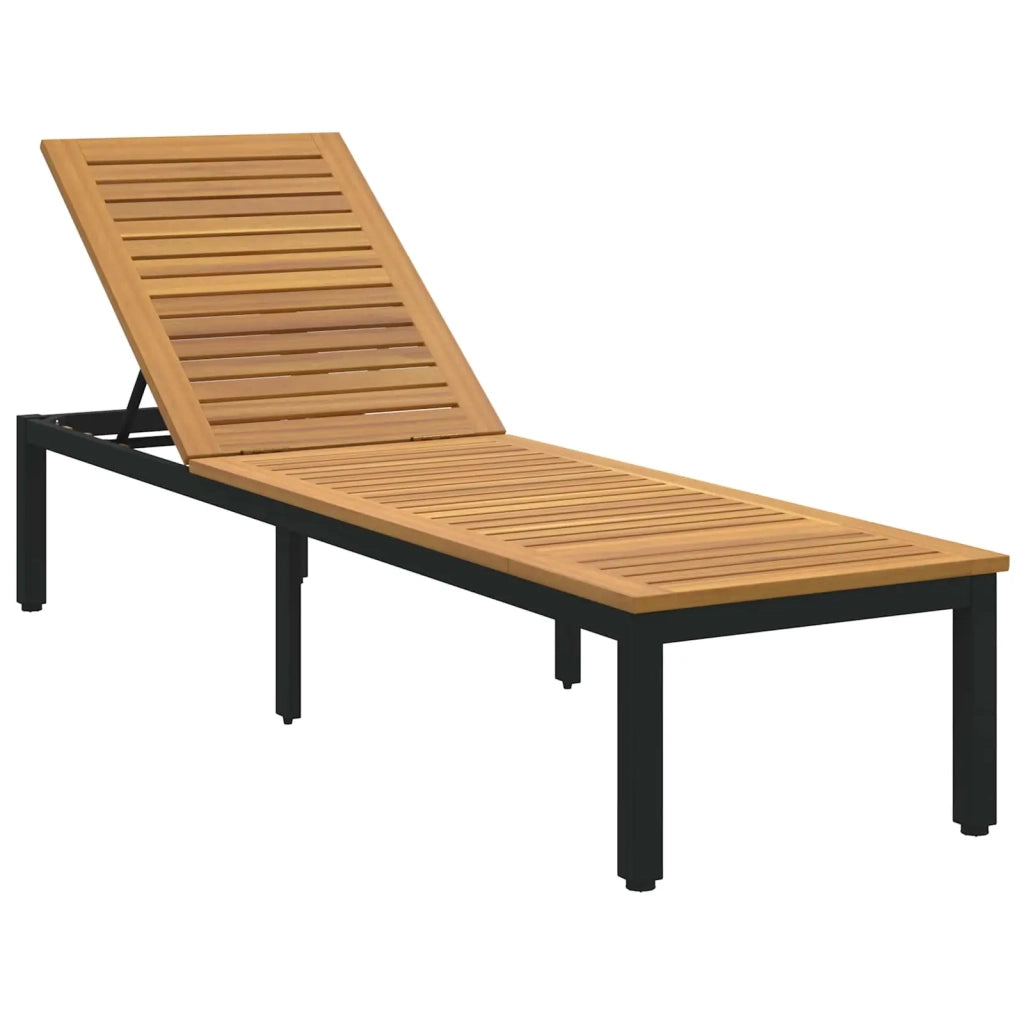 Lettino Prendisole | Sdraio da giardino | Lettino da sole Nero 200 x 55 x 35 cm