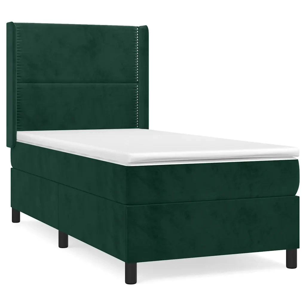 Giroletto a Molle con Materasso Verde Scuro 90x190 cm Velluto 3132594