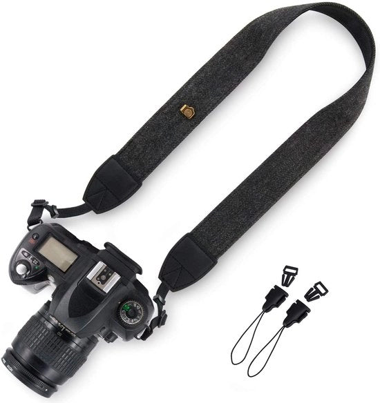 Cinturone di sicurezza per fotocamera, chiusura rapida, adatto per reflex e reflex digitali, universale, stile vintage - grigio