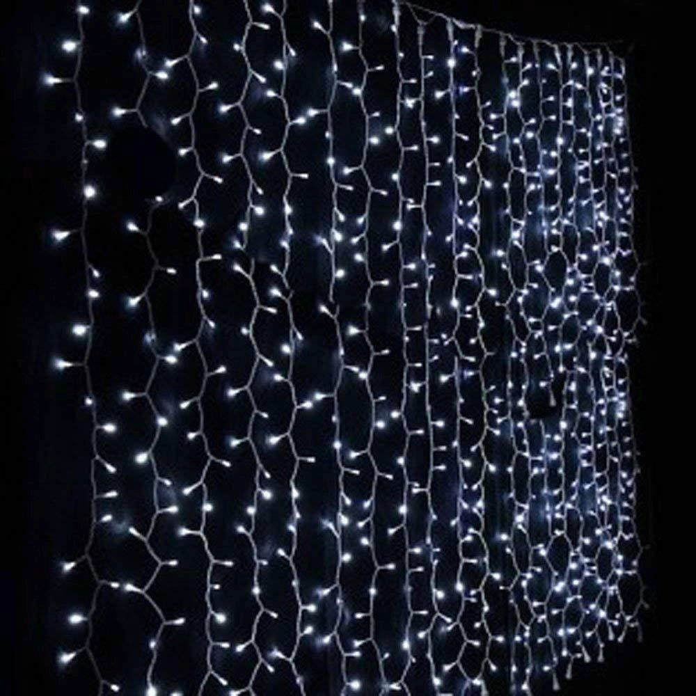 Trade Shop - Tenda Luminosa Di Natale Led Esterno Luci 120 Led 3 Mt X 0,75 Cm Bianco Freddo -