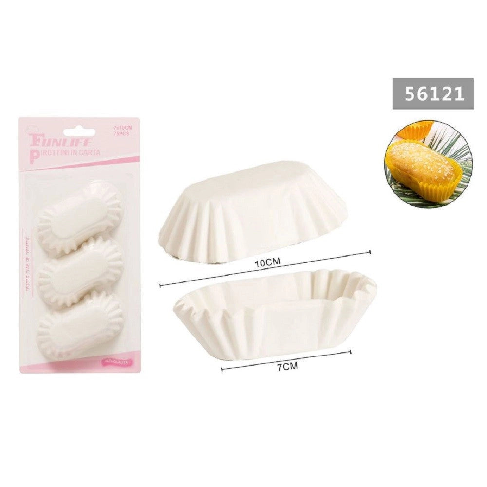 Trade Shop - Set 2 Confezioni Da 75 Stampi Pirottini Carta 7x10cm Cupcake Muffin Ovale 56121 -