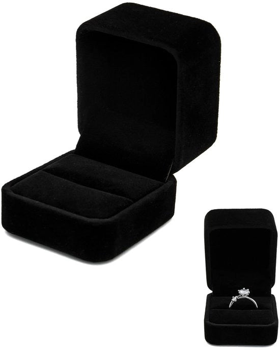 Cassa per anelli in velluto - Contenitore per anelli di fidanzamento - Etui per anelli - Scatola per regalo per anelli - Cassetta per gioielli - Dimensioni: 9x6x4 cm - Materiale: velluto e spugna premium - Capacità di contenimento: 6-8 anelli