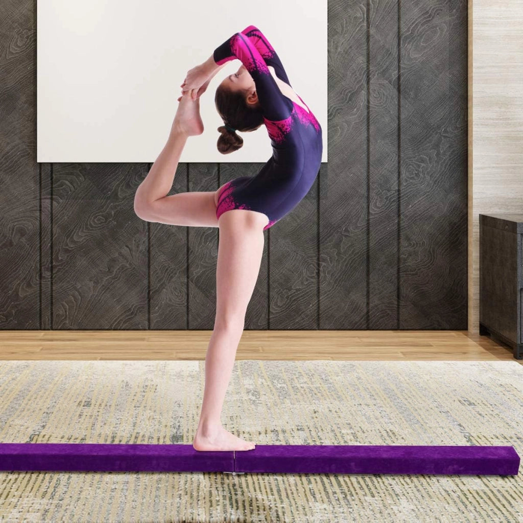 Trave da Ginnastica Equilibrio 210cm Telaio in Legno di Pino, Pieghevole per Allenamento Ragazzini a Casa, Piedini Antiscivoli