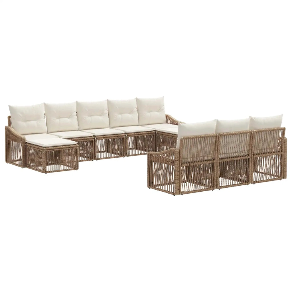 Set Divano da Giardino 10 pcs Beige polyrattan 3436140
