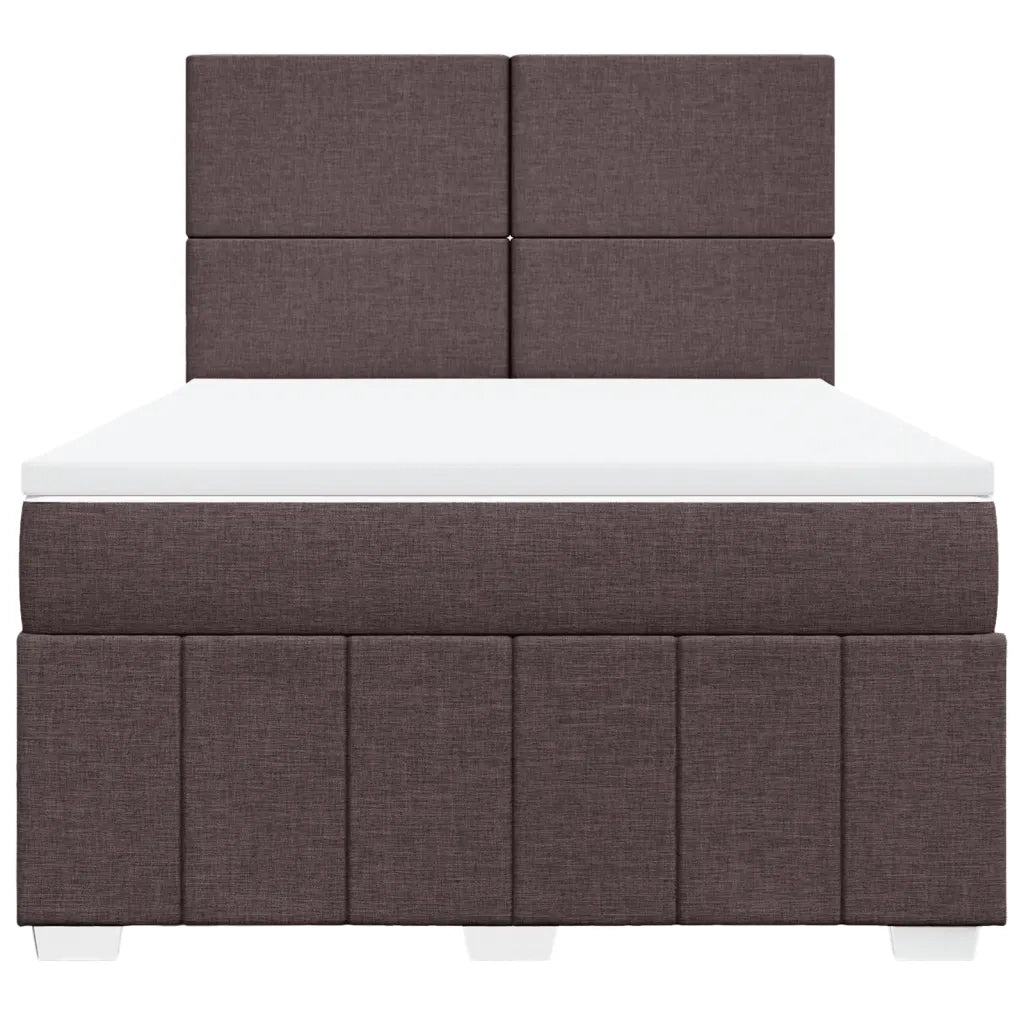 Giroletto a Molle con Materasso Marrone Scuro 140x190cm Tessuto