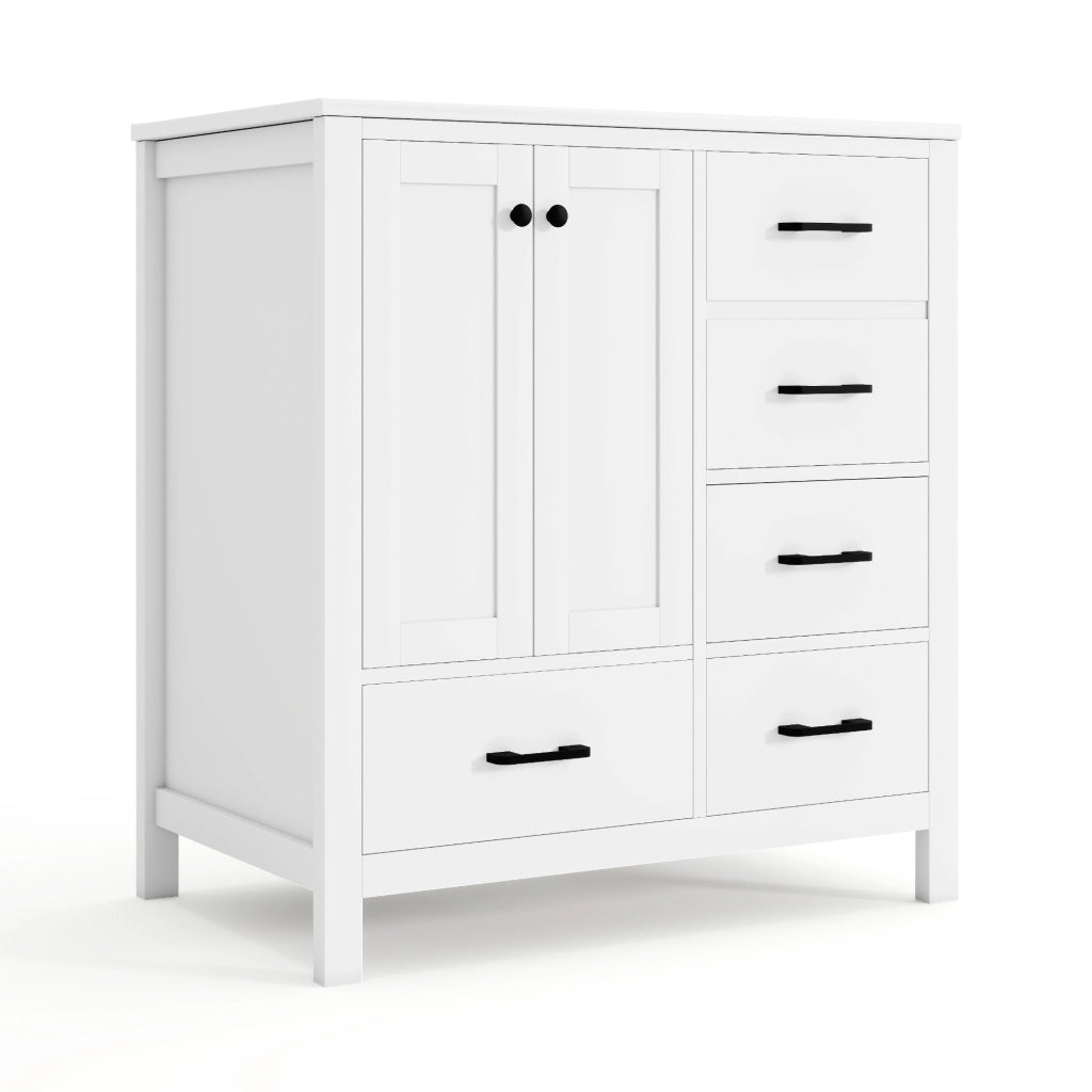 Mobile da bagno con 1 anta; 4 cassetti e ripiani regolabili - bagno - 76×46×82 cm
