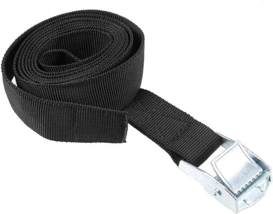 Cintura di arresto con chiusura a gancio fino a 250 kg - 1,5 metro x 25 mm - nero - Per il fissaggio della carreggiata - Cintura di arresto robusta.