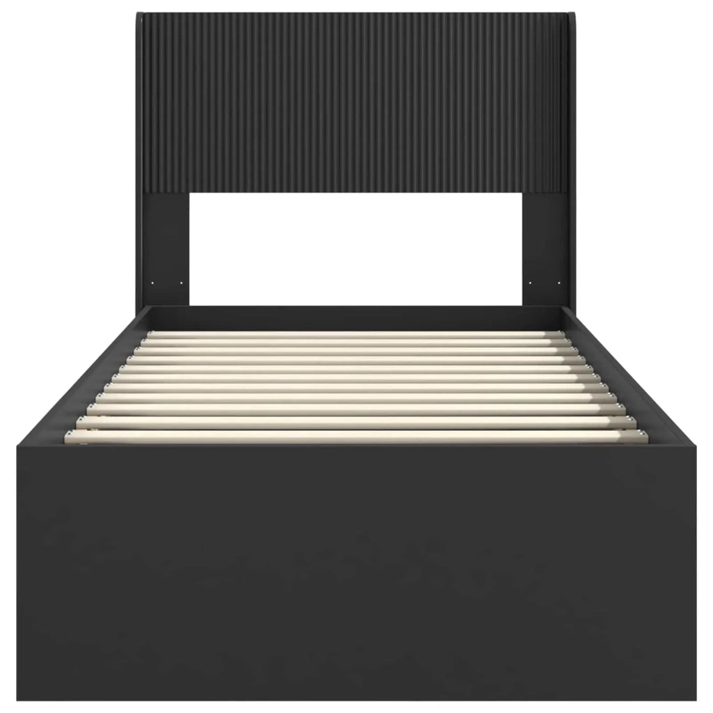 Struttura del letto con stoccaggio e testata-Giroletto con contenitore Nero 90 x 190 cm 637563