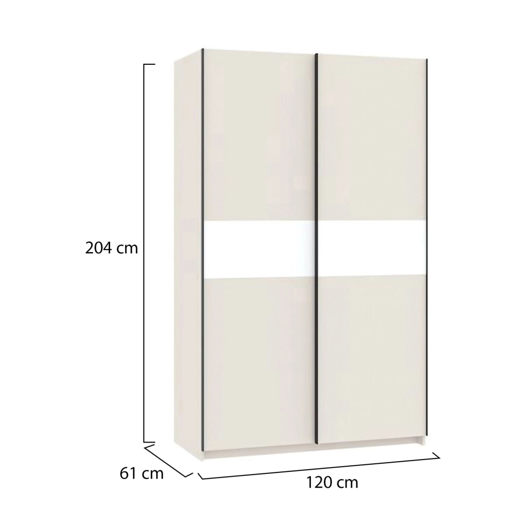 Armadio Camera da Letto Maba, Guardaroba 2 Ante 2 Ripiani, 120x204h cm Beige Cashmere