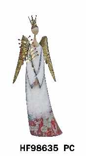 Angelo metallo con albero bianco cm 32,4x12,1xh72,4