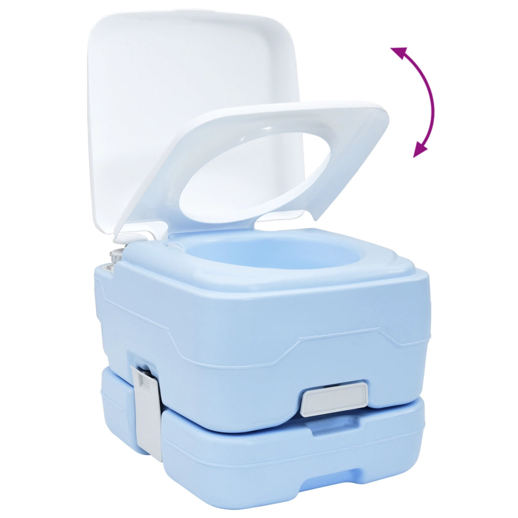 Toilette da Campeggio Portatile Blu, Serbatoio Acqua Fresca 10L e Serbatoio Rifiuti 10L