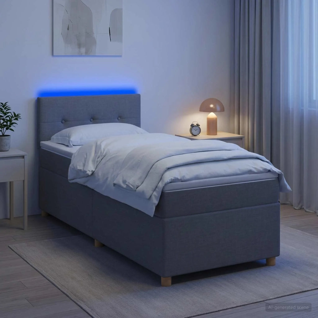 Letto box spring con materasso Grigio Chiaro 100 x 200 cm 3452352