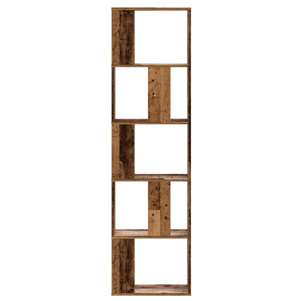 Libreria 5 Ripiani-Scaffale per Libri-Mobile di Stoccaggio Legno Vecchio 45x23,5x162,5cm Multistrato