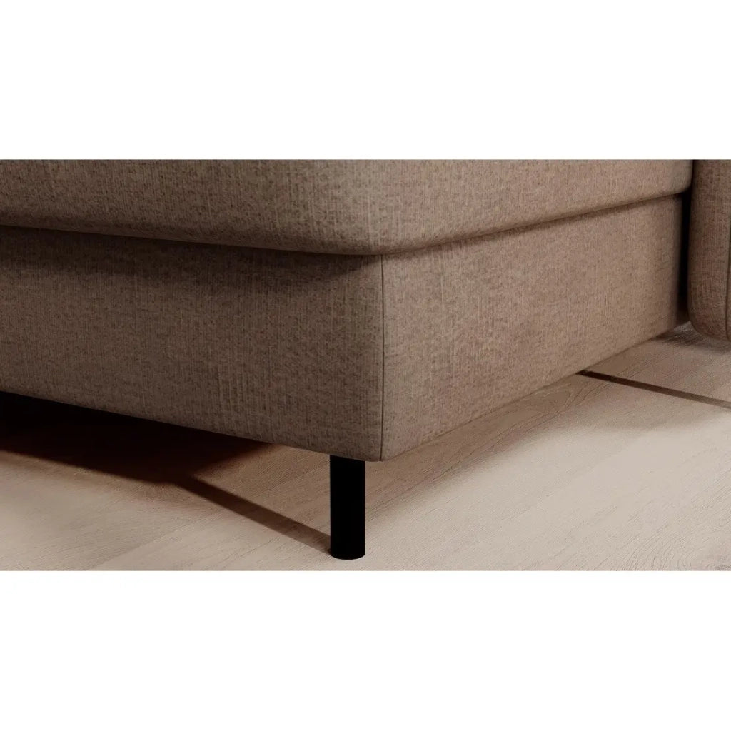 Divano angolare convertibile BERTHO 306 cm marrone chiaro chenille - Angolo destro con contenitore