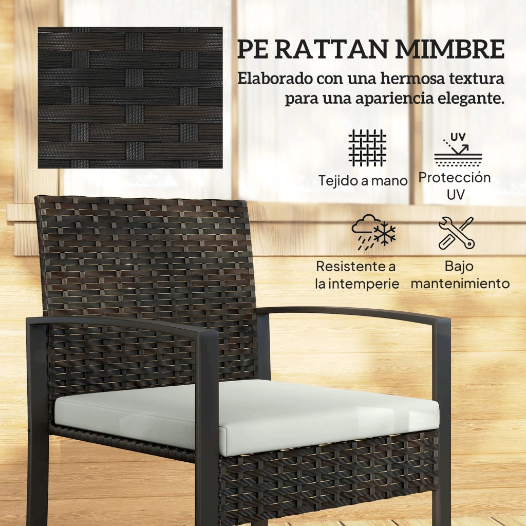 Set salotto giardino polyrattan ¨C Xylo ¨C 2 poltrone con cuscini e tavolino piano vetro crema