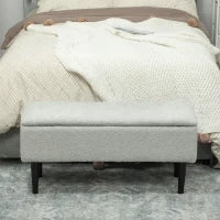 Panca Contenitore Pieghevole Capacità 47 L 95x38x45 cm Rivestito in Peluche Piede del Letto per Soggiorno Camera da Letto Grigio