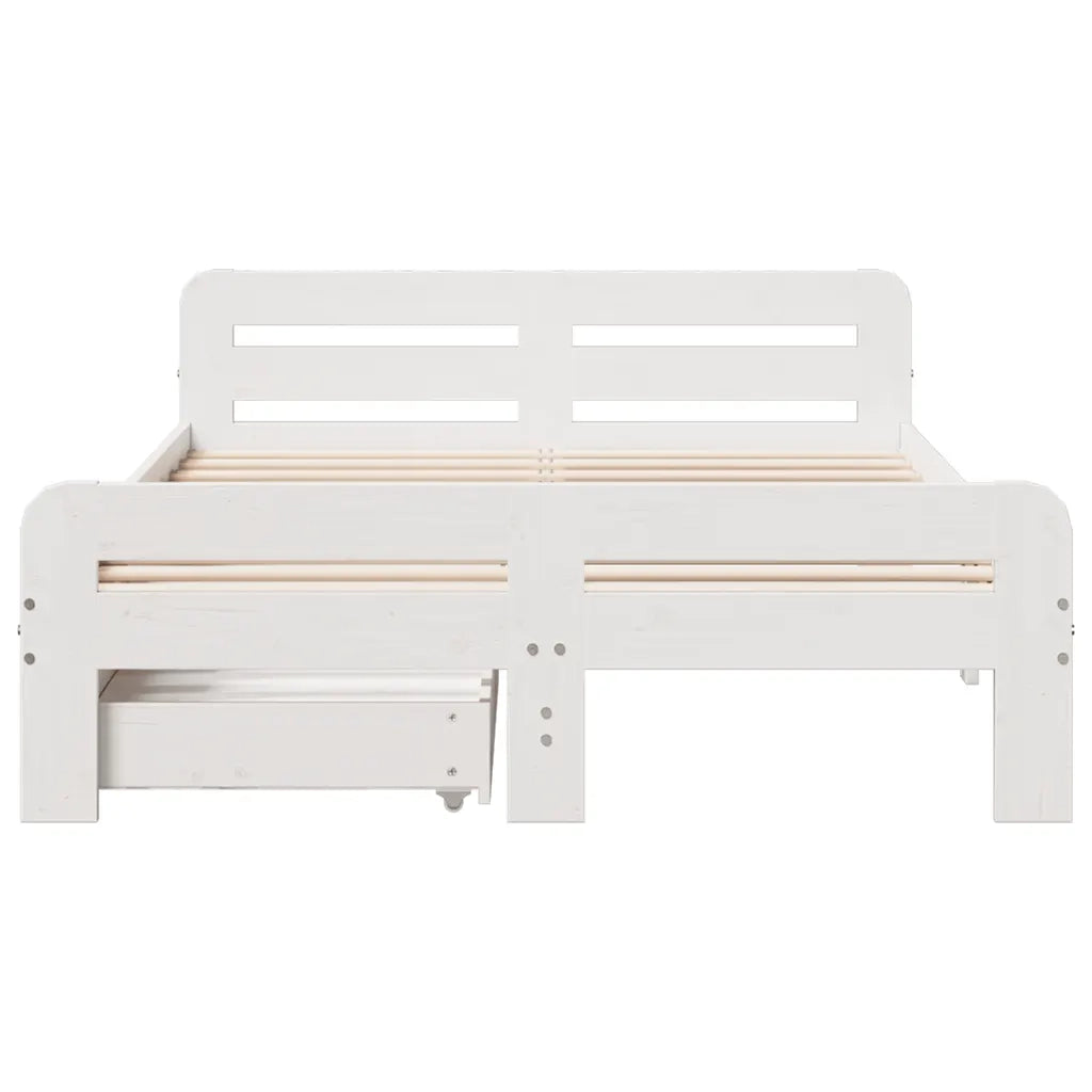 Letto senza Materasso Bianco 135x190 cm Legno Massello di Pino