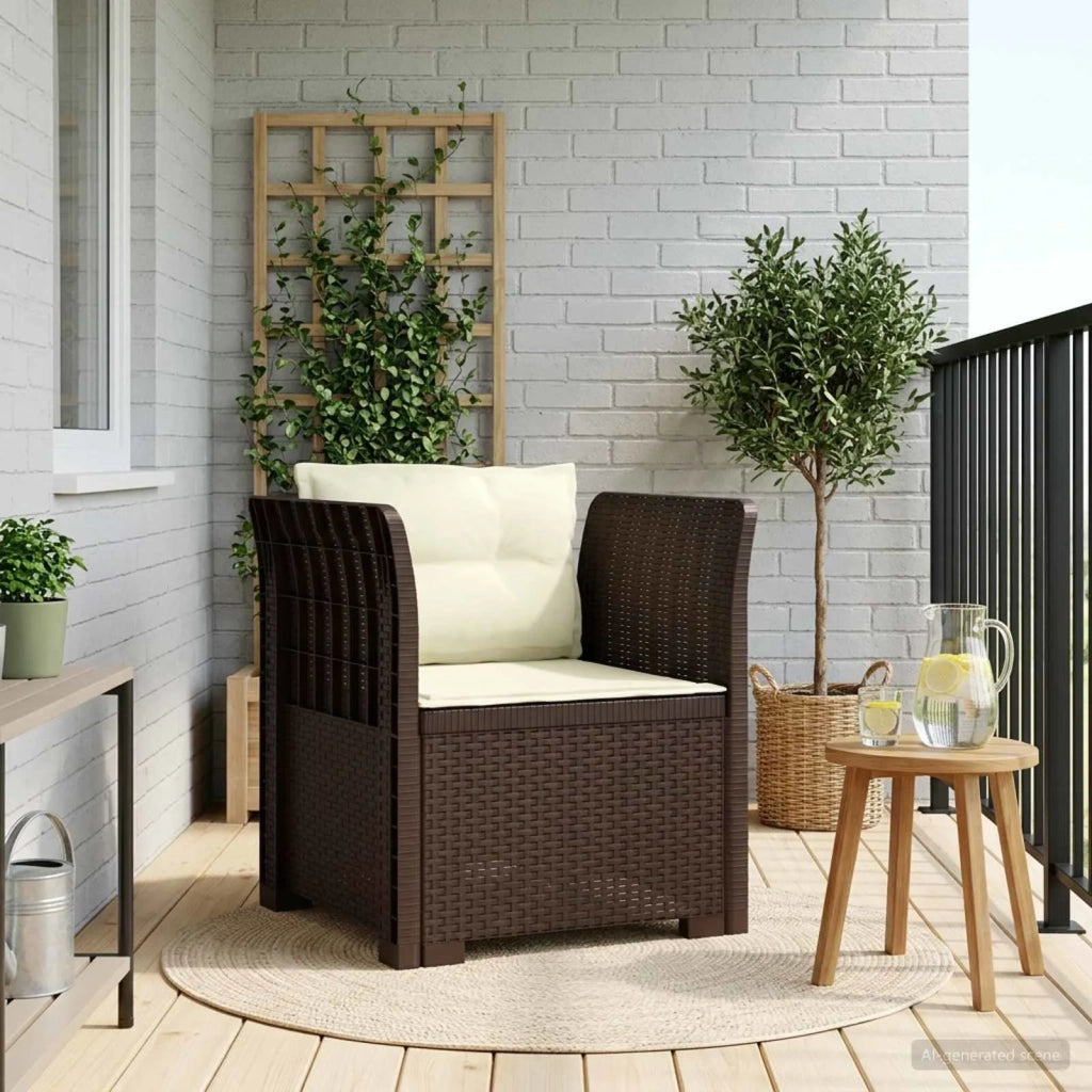 Poltrona a 1 Posto con Cuscini Aspetto Rattan PP Marrone 8011872