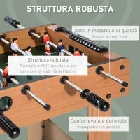 Calcio Balilla Professionale per Bambini e Adulti con Aste in Legno MDF 92x46x78cm