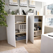 Armadio multiuso Alicha, Mobile basso multifunzione, Armadietto a 2 ante, 79x40h96 cm, Bianco e Rovere