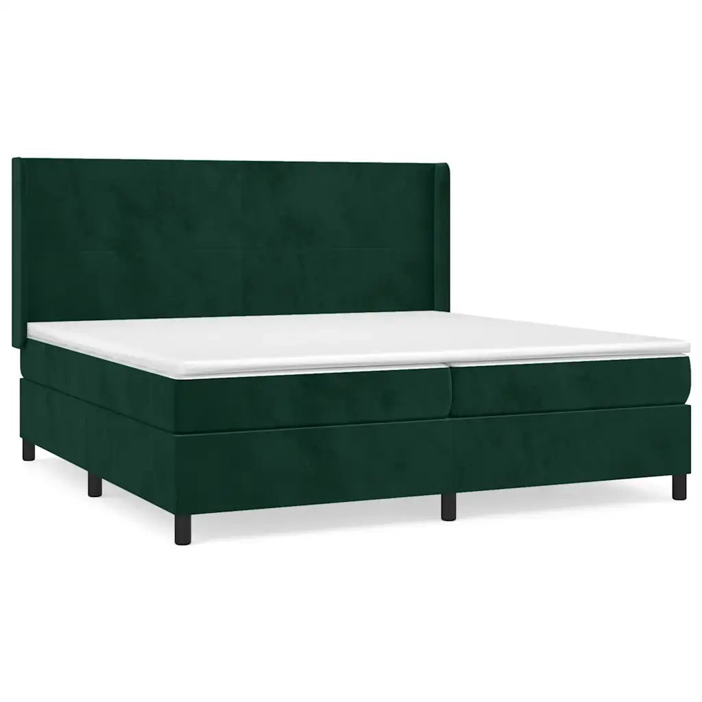 Giroletto a Molle con Materasso Verde Scuro 200x200 cm Velluto cod mxl 63165