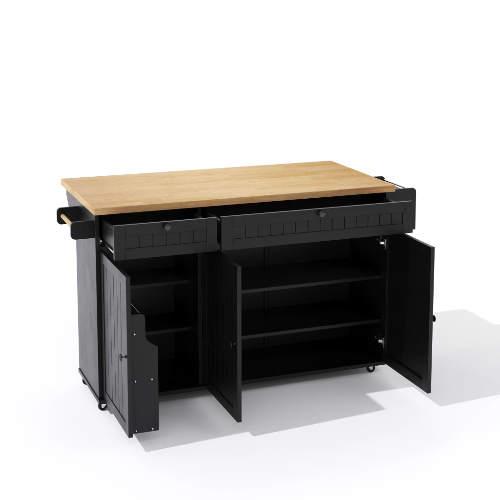 Carrello da Cucina con 2 Cassetti; 1 Armadietto; Ripiani e Portasciugamani; con Ruote; in MDF; 137 x 45 x 89;5 cm
