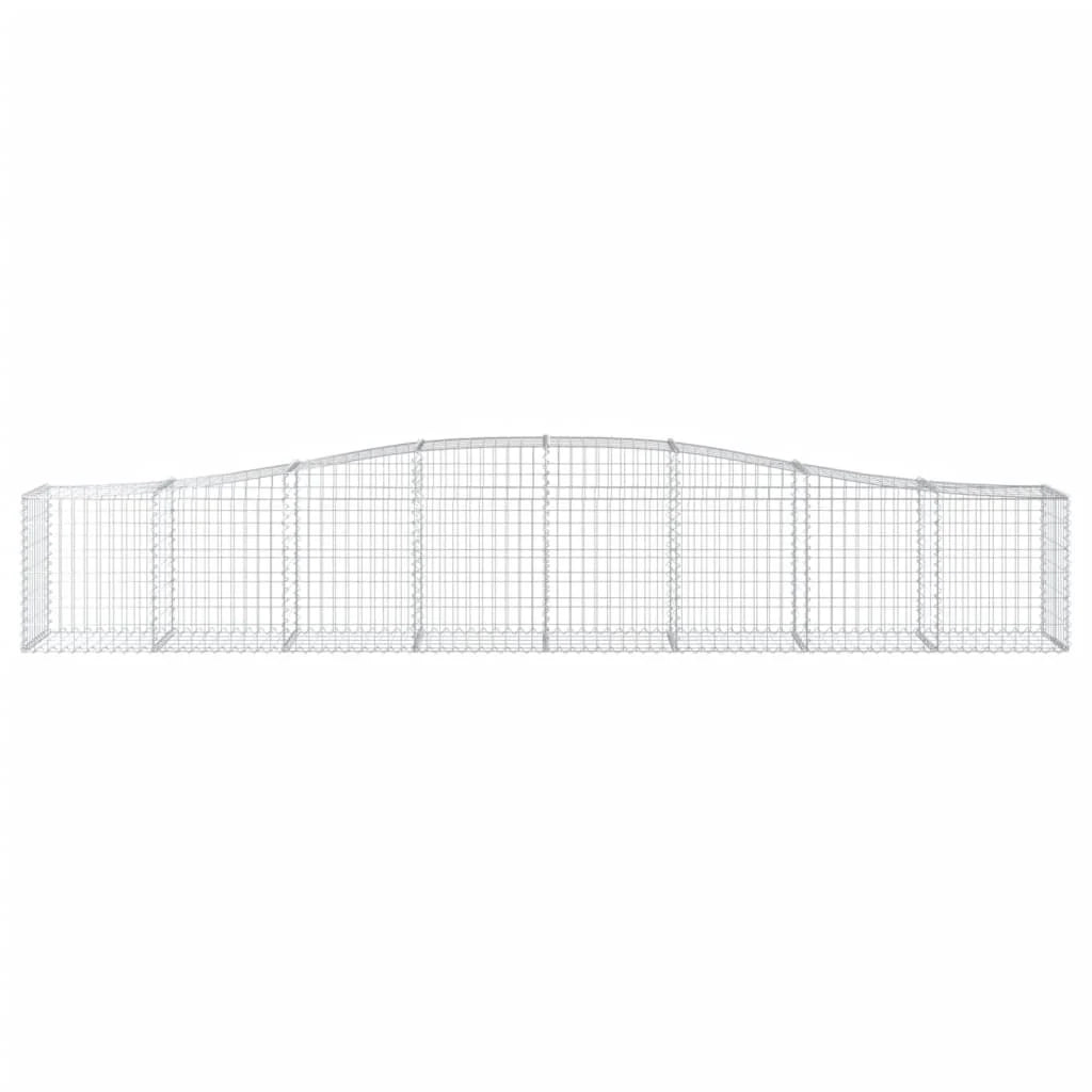 Cestini gabbioni recinzione a gabbia muro di contenimento ad arco 5 pezzi 400 x 50 x 60/80 cm ferro zincato argento 02_0040953