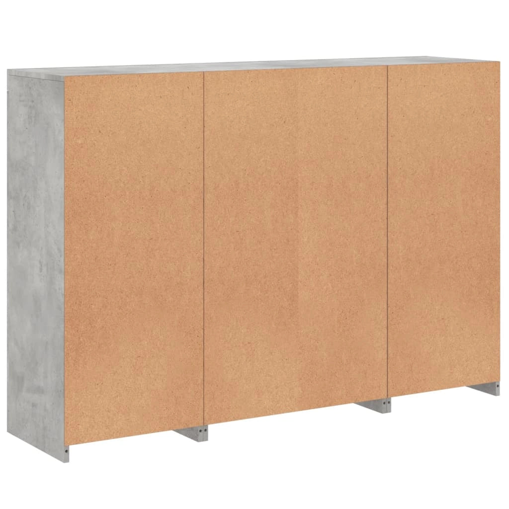 Buffet credenza cassettiera armadio mobile contenitore organizer per cucina soggiorno salotto con luci LED 3 pezzi legno ingegnerizzato grigio 02_0037220