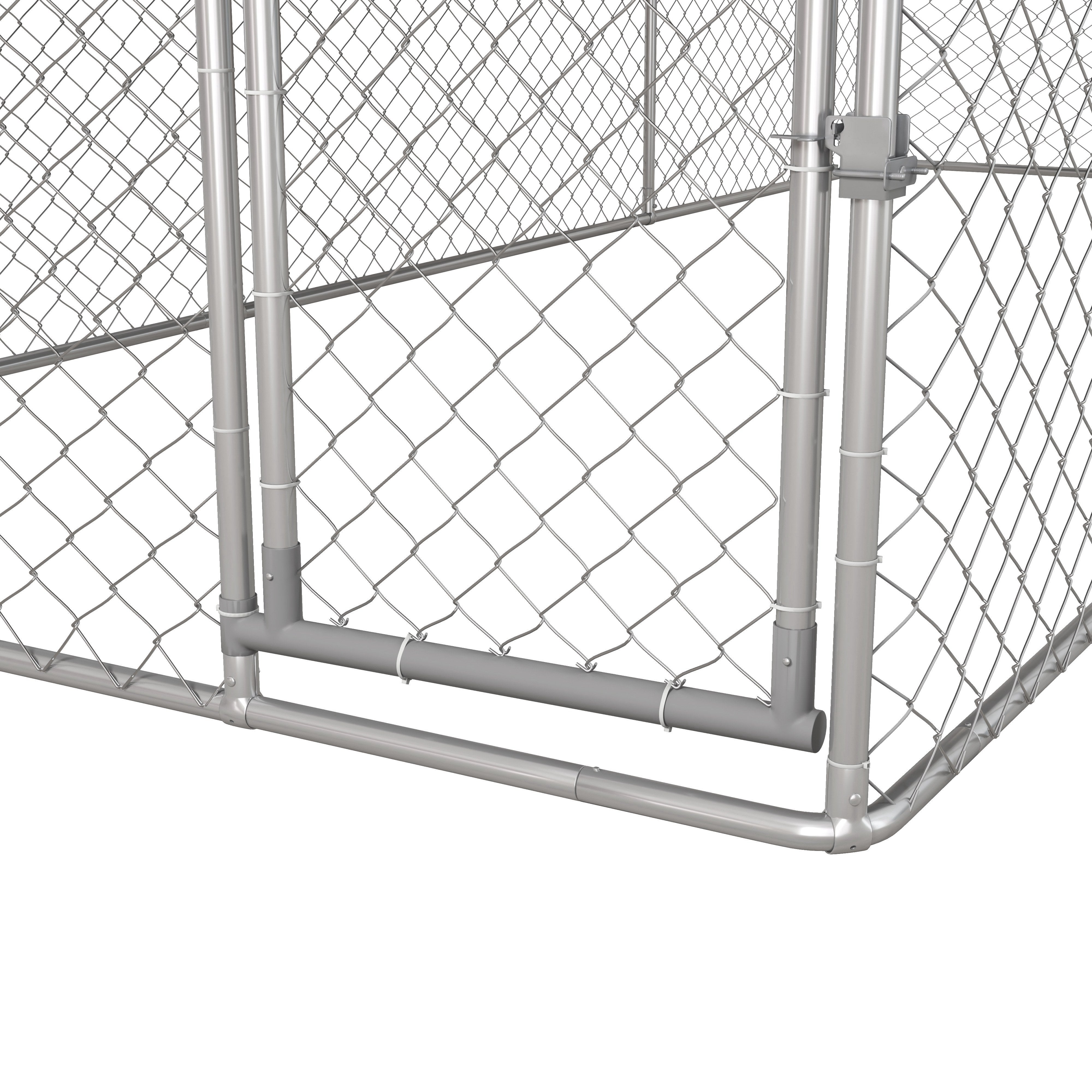Kennel per Cani da Esterno 6x2,3x2,3m con Tetto Impermeabile in Tessuto Oxford e Acciaio Argento