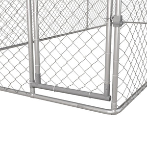 Kennel per Cani da Esterno 6x2,3x2,3m con Tetto Impermeabile in Tessuto Oxford e Acciaio Argento