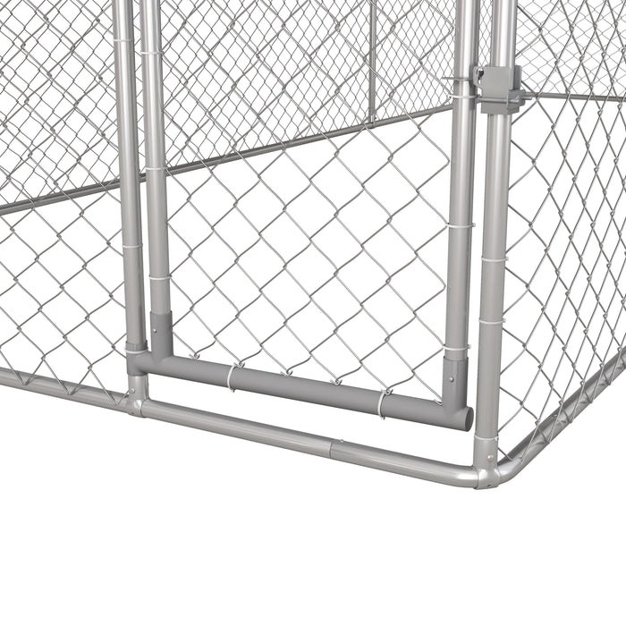 Kennel per Cani da Esterno 6x2,3x2,3m con Tetto Impermeabile in Tessuto Oxford e Acciaio Argento