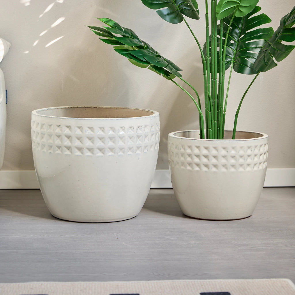 SET VASI DA FIORI 3 PEZZI Ø38/30,5/23 cm Ceramica Avorio
