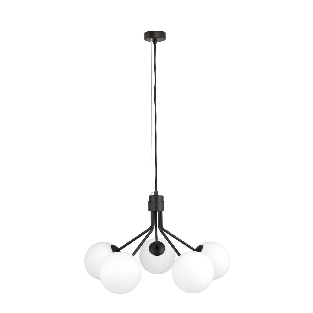 Lampadario Emibig Nova 5xE14 Nero/Opale dimmerabile