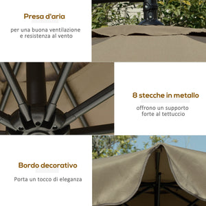Ombrellone da Giardino a Braccio Ø265x265A cm in Metallo e Poliestere Caffè