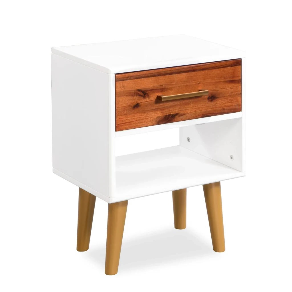Comodino cassettiera mobile per camera da letto 40 x 30 x 45 cm legno massello di acacia 1402081
