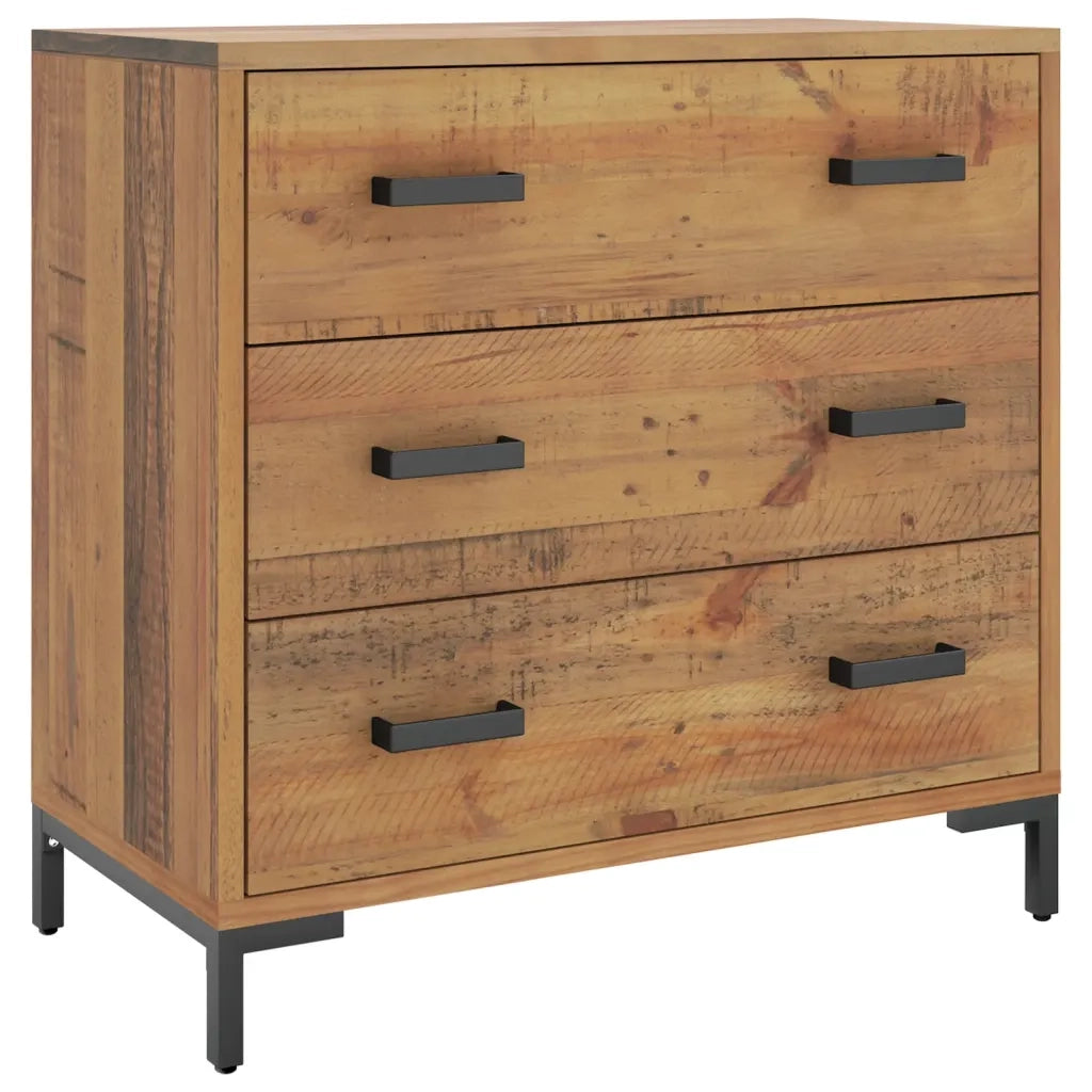 Cassettiera 75x35x70 cm in Legno Massello di Pinocod mxl 78241