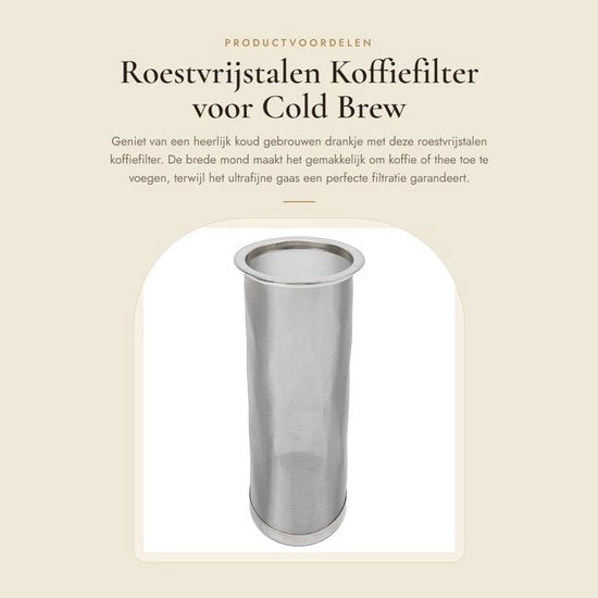 Filtro per caffè in acciaio inossidabile 304 - Macchina per Cold Brew - Sostegno filtro per caffè - Resistentente al lavastoviglie - Filtro da pesantezza - Reticolo ultrafine (8 x 21 cm)