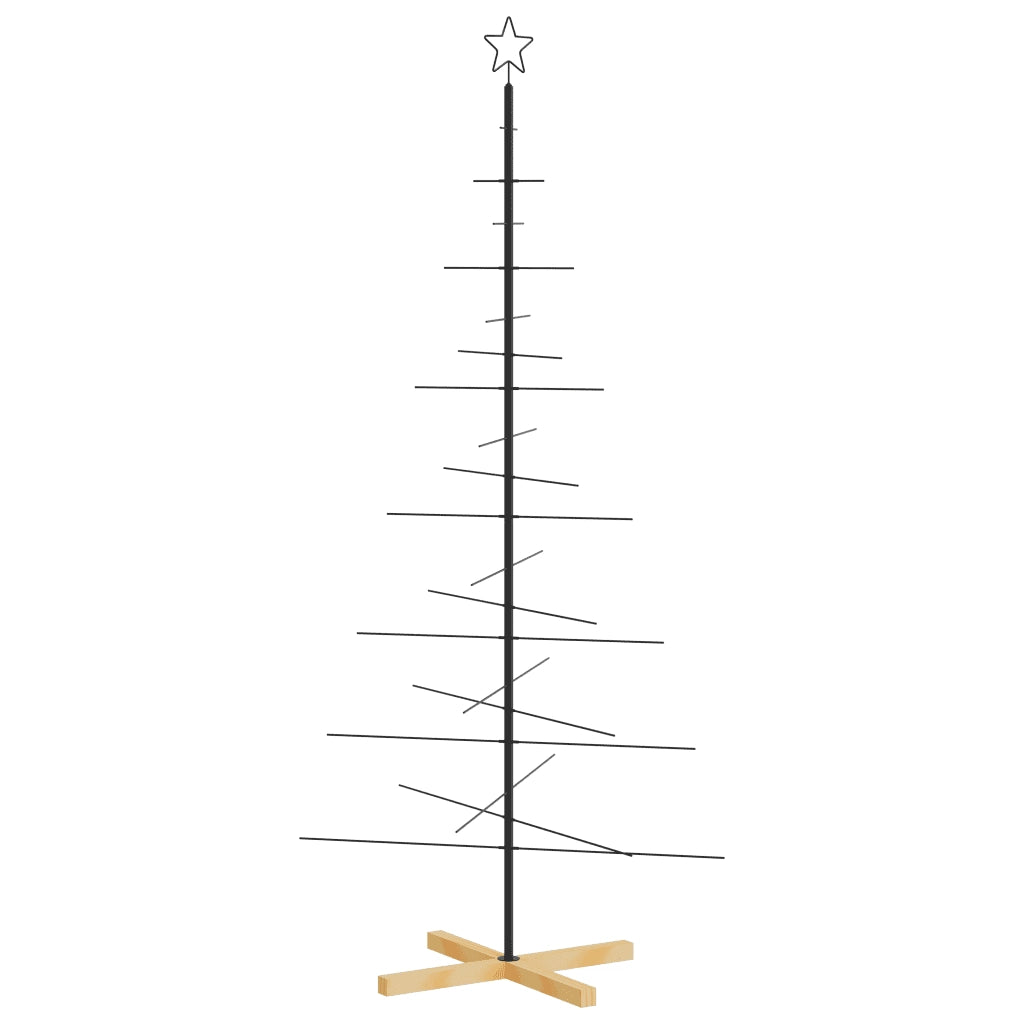 Albero di Natale in Metallo con Base in Legno Nero 180 cm