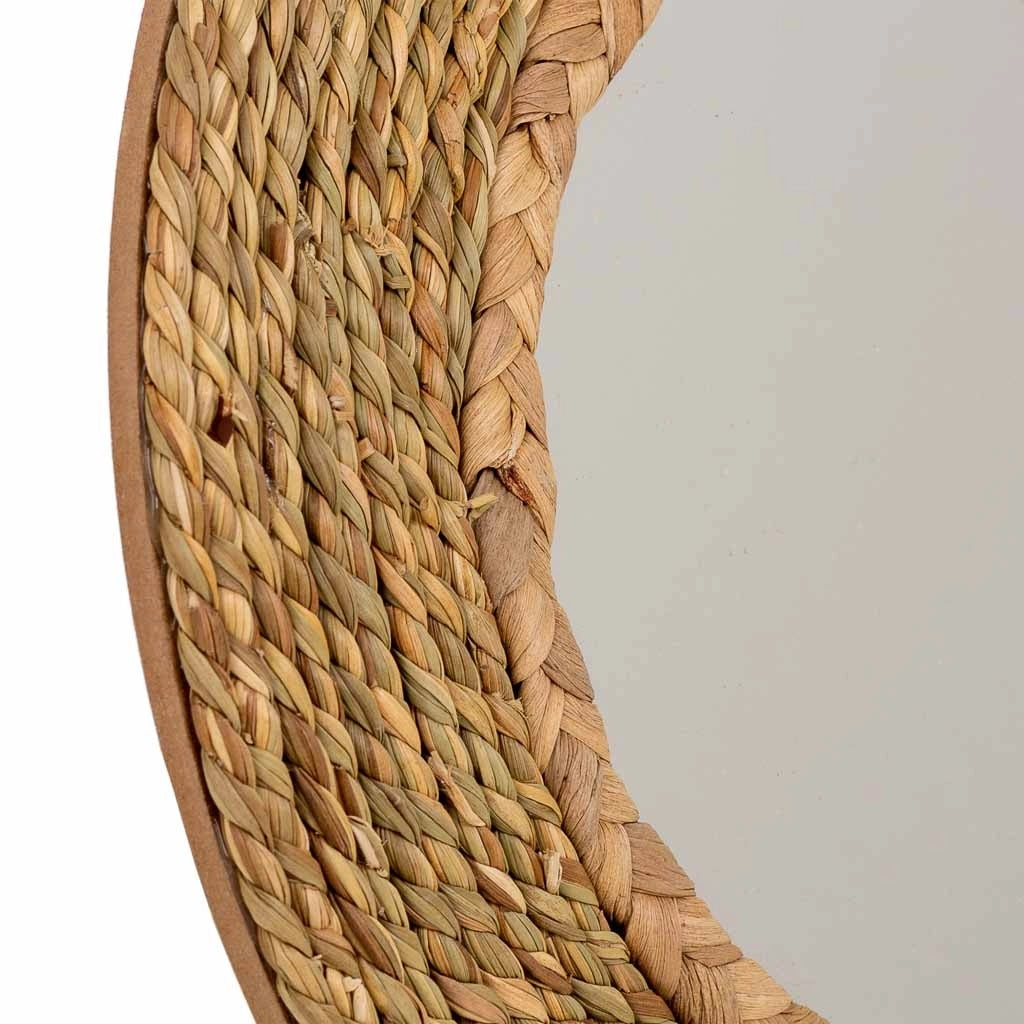 Specchio rotondo in fibra naturale marrone d25/13,5x02h