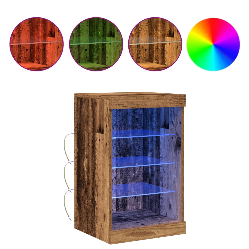 Credenza con Luci LED Legno Vecchio 41x37x67 cm