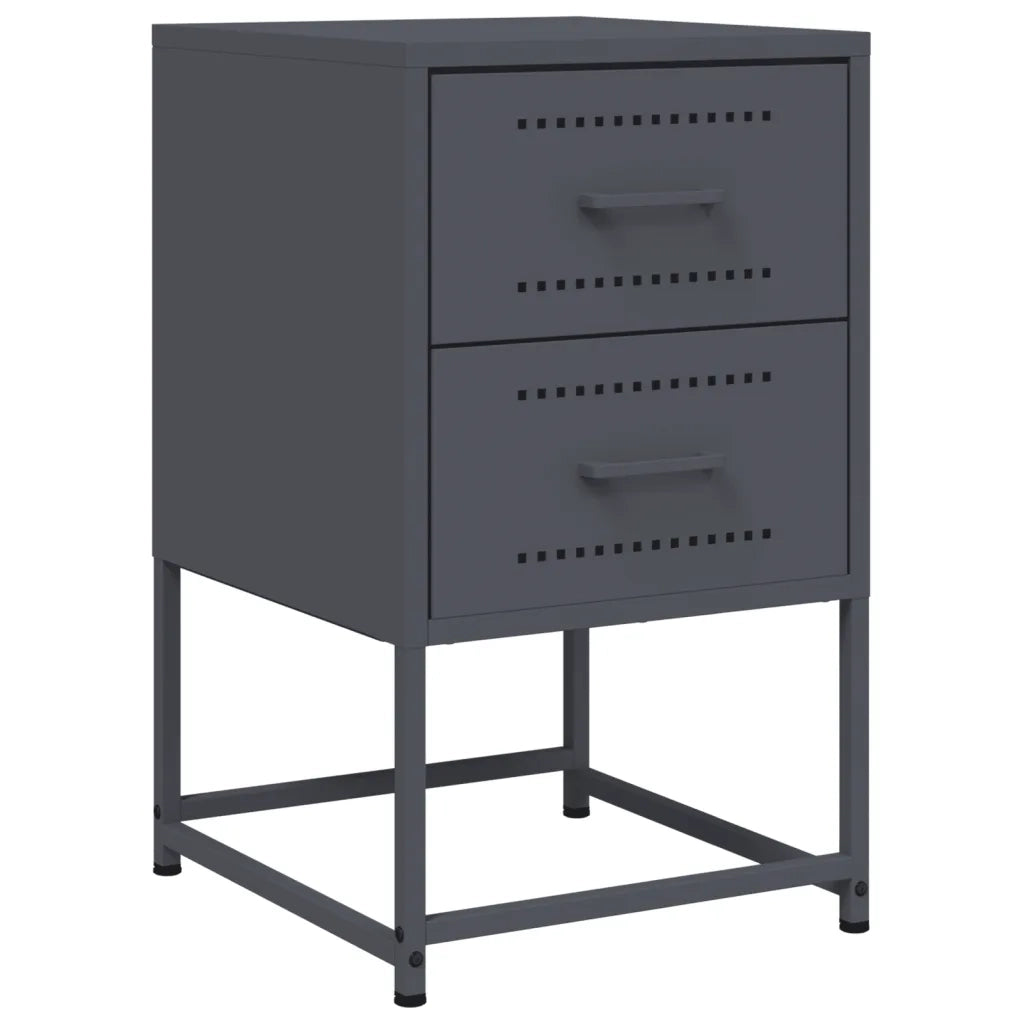 Comodini 2 pz-Set di 2 Tavolino da notte Antracite 36x39x60,5 cm in Acciaio 195839