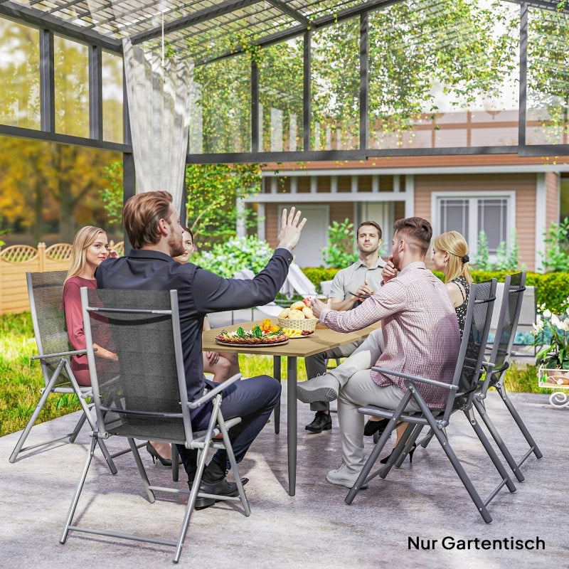 TAVOLO DA GIARDINO 150x90 cm Marrone in Metallo con foro ombrellone