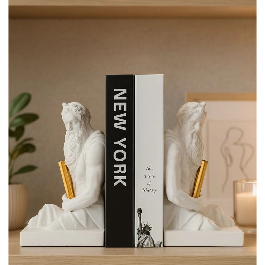 Scultura Nettuno, Bianco, Poliresina, 25,5x15x22,3 cm