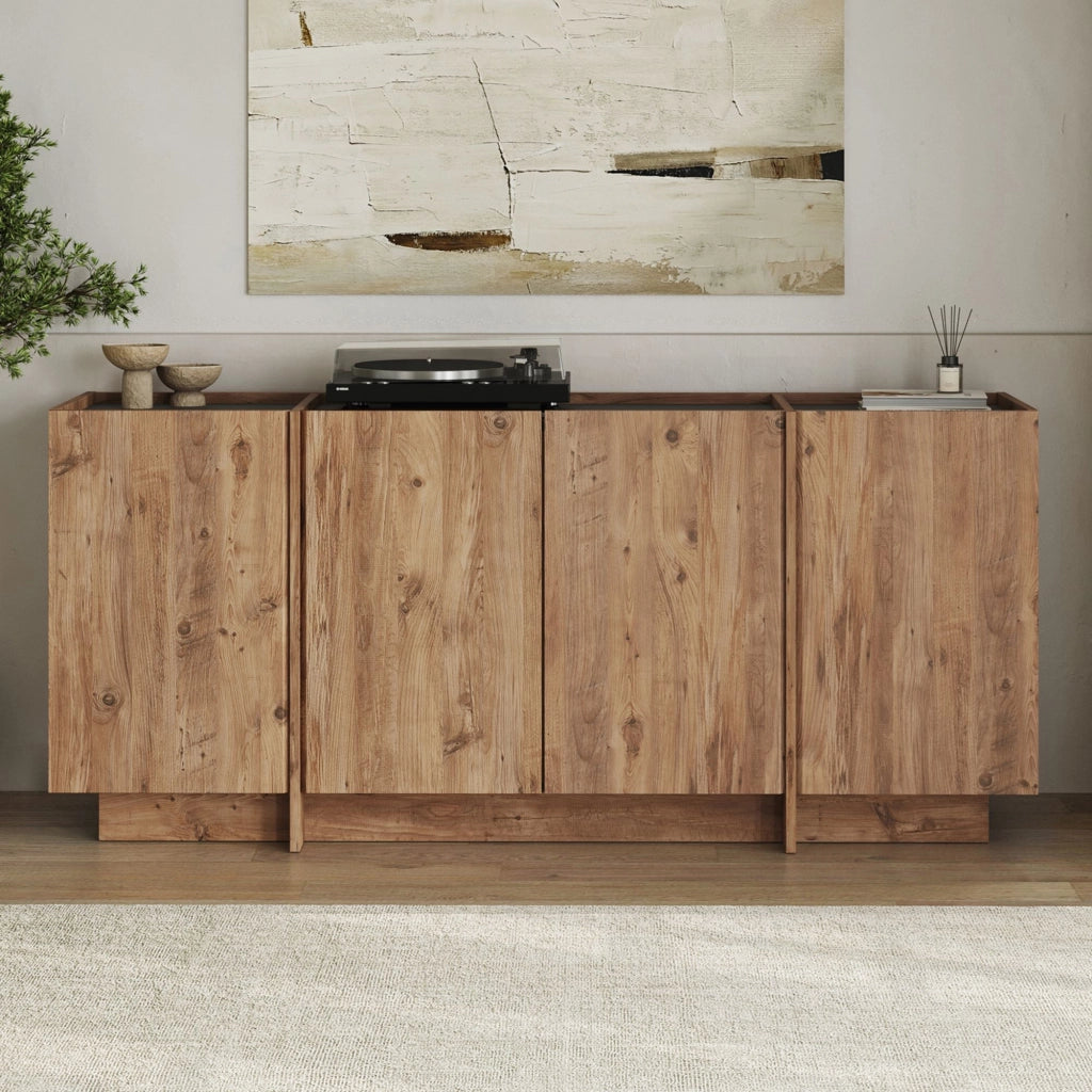 Credenza in legno "Dorma" - 180 x 45 x 80 cm - Pino Atlantico / Antracite